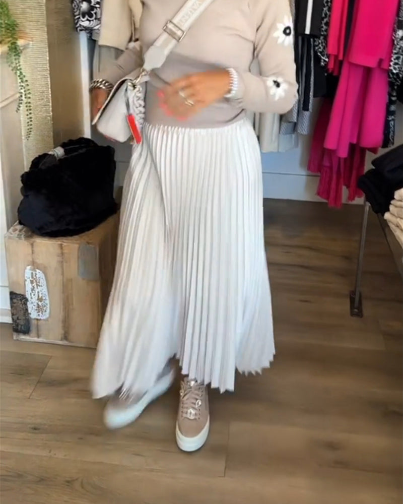 Pleated solid color dress