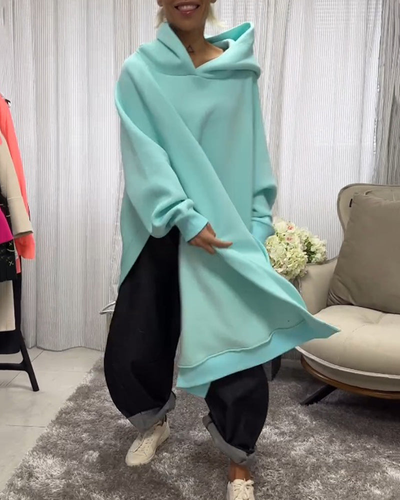 Slit Loose Long-Sleeved Hoodies