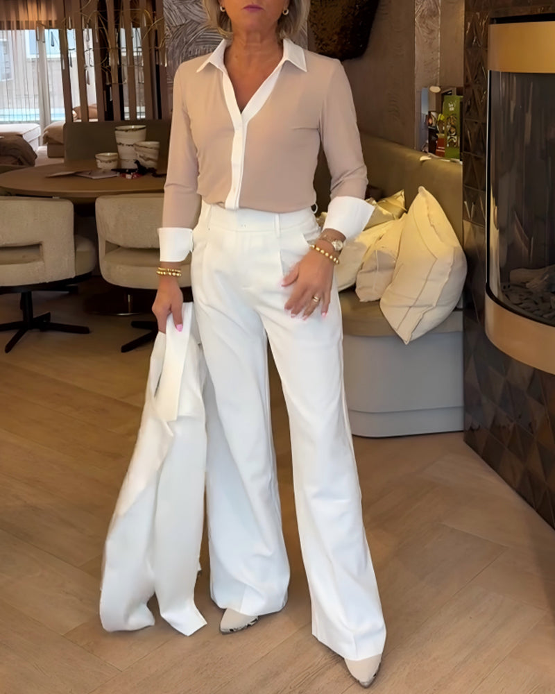 Contrast Paneled Long-Sleeve Shirt