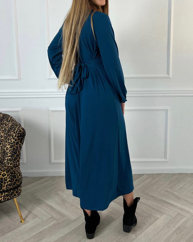Sexy solid color Long Sleeve Dress