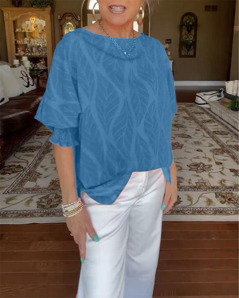 Round Neck Loose Print Blouse