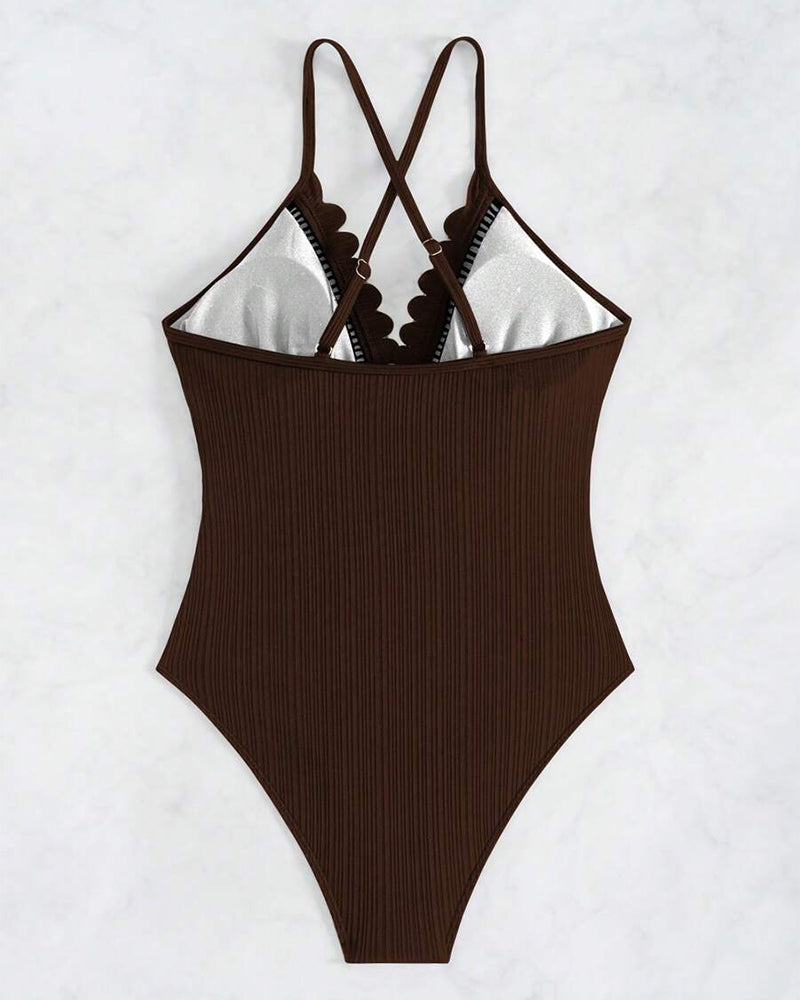 One-Piece Solid Color Sexy Hollow Swimsuit