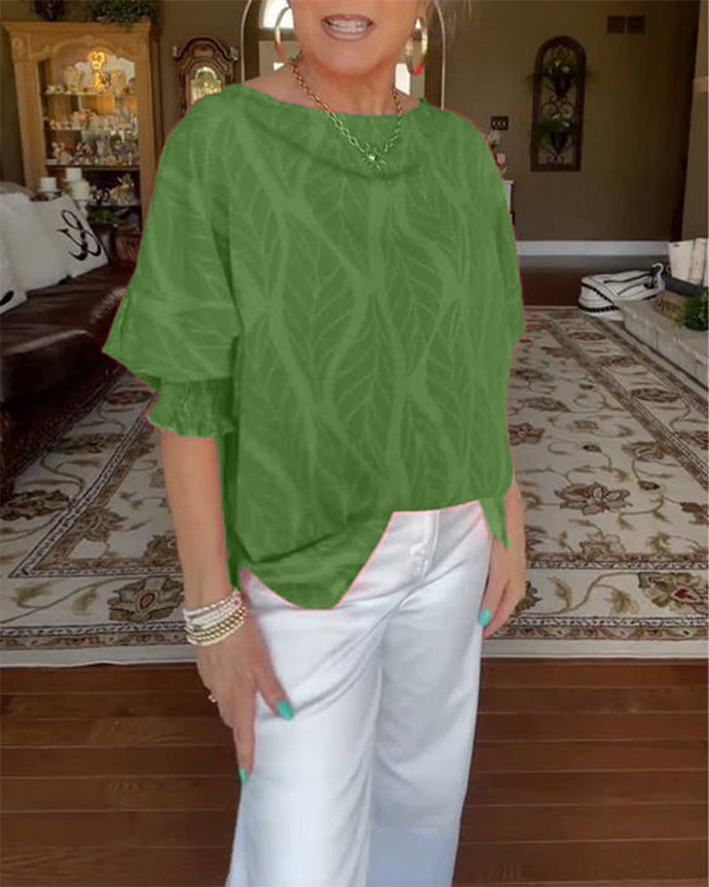 Round Neck Loose Print Blouse