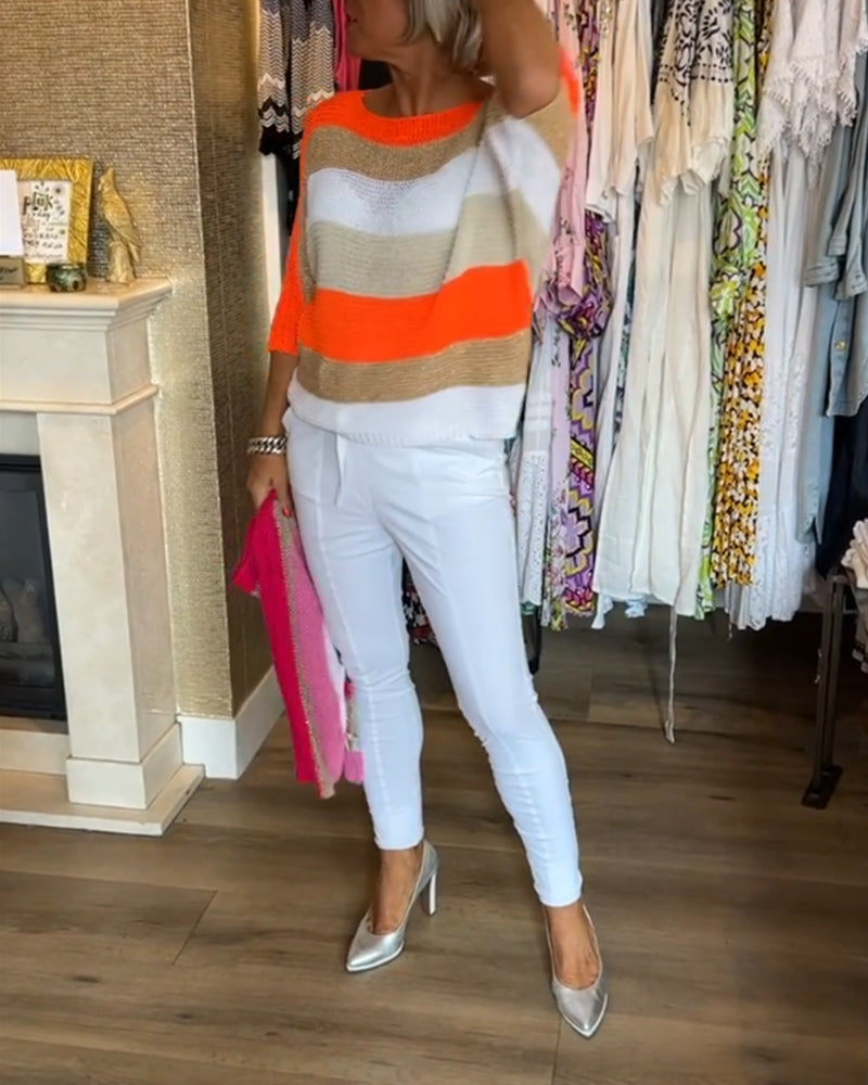 Aumora Color block crew neck sweater