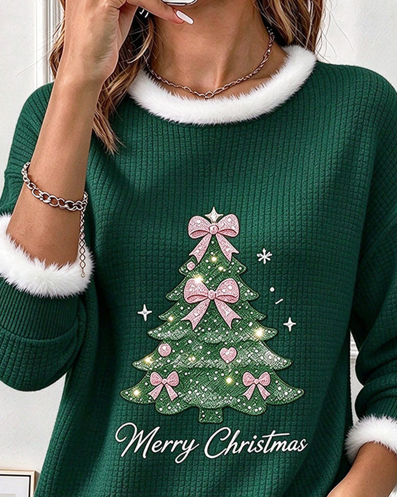 Christmas Tree Contrast Color Sweatshirt