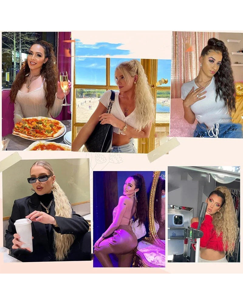 Curly Wavy Frizzy Hair Extension with Ponytail