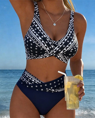 Geometric Irregular Print Fashion Bikini