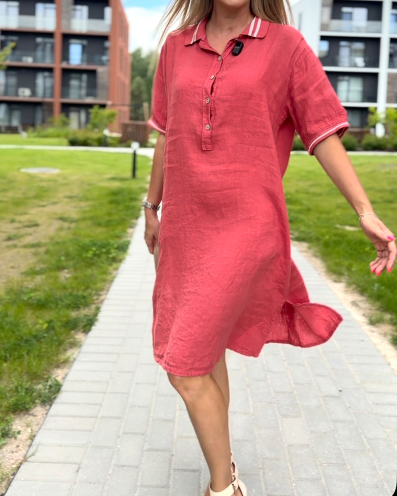Lapel Button Casual Dress