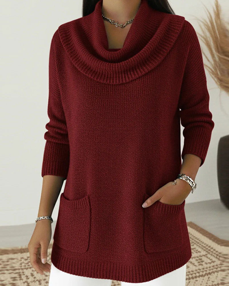 Cowl Neck Long Sleeve Pullover