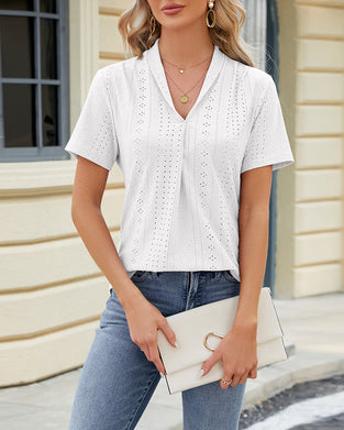 Lapel cutout short-sleeve top