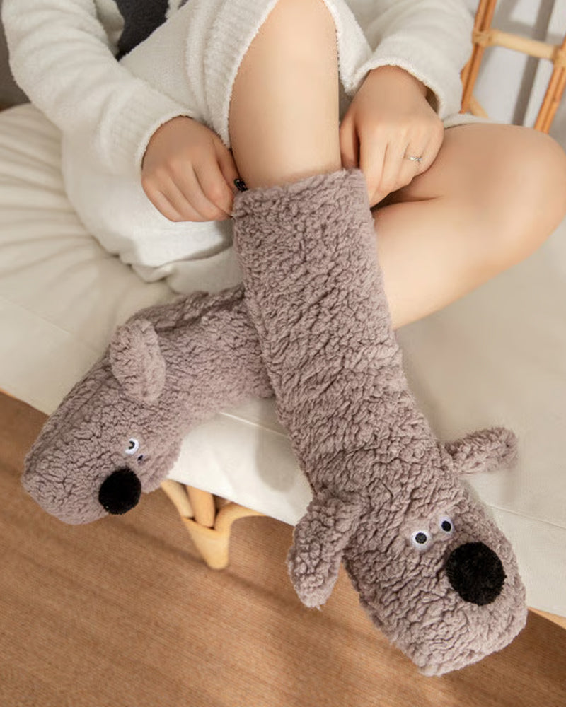 Cute Plush Dog Socks