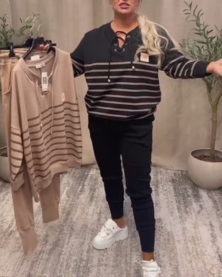 Casual Striped Ankle Sports Two-Piece Sets