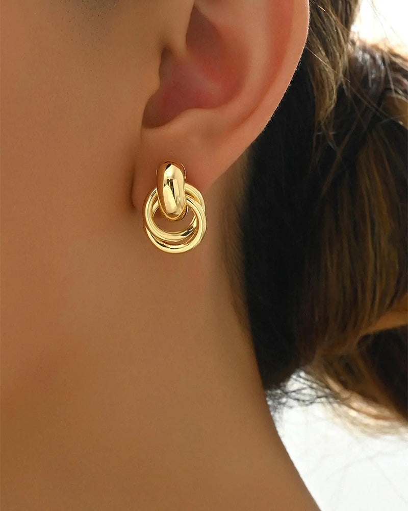 Vintage Textured Double-Layer Metal Wrap Earrings