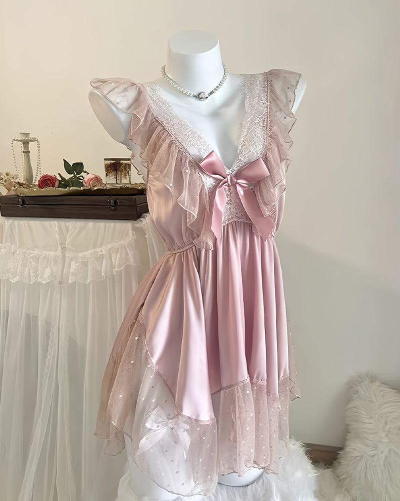 Sexy Backless Deep V Lace Comfortable Sleepwear Women'S