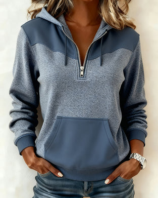 Casual Half-Zip Pocket Hoodie