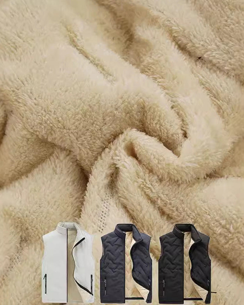 Unisex Winter Warm Casual Sleeveless Quilted Vest With Fleece Lining