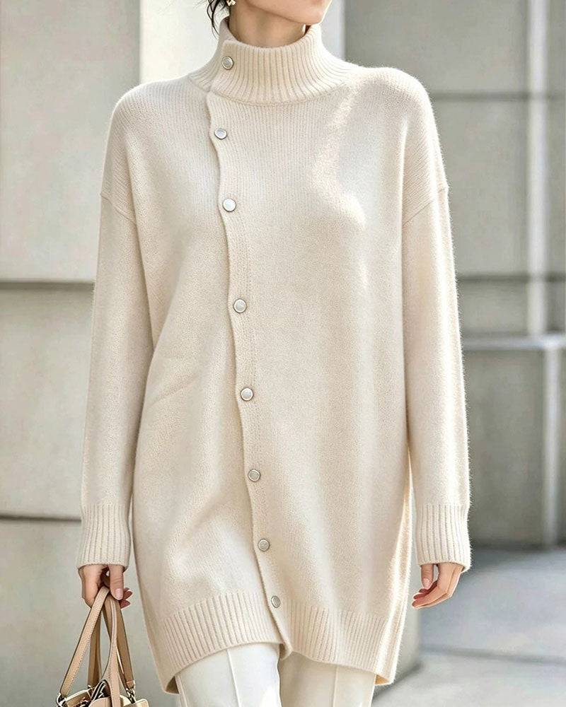 Turtleneck Single Breasted Cardigan