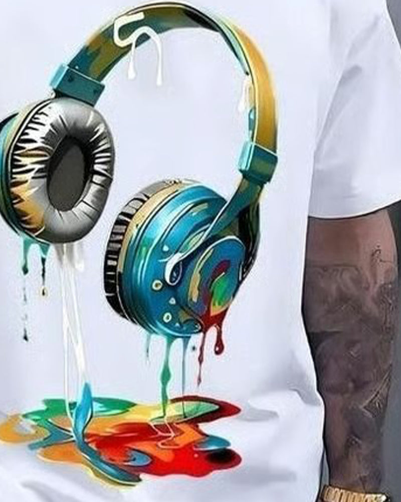 Men's Graffiti Headphone Print T-Shirt