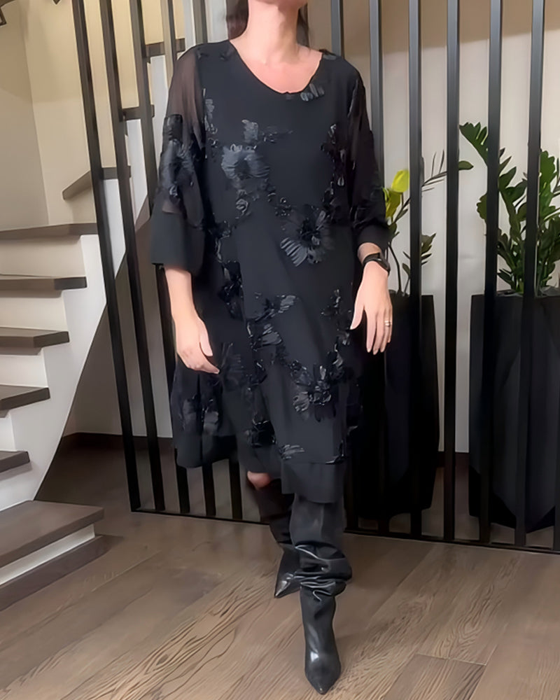 Heavy-Duty Embroidered Loose-Fitting Dress