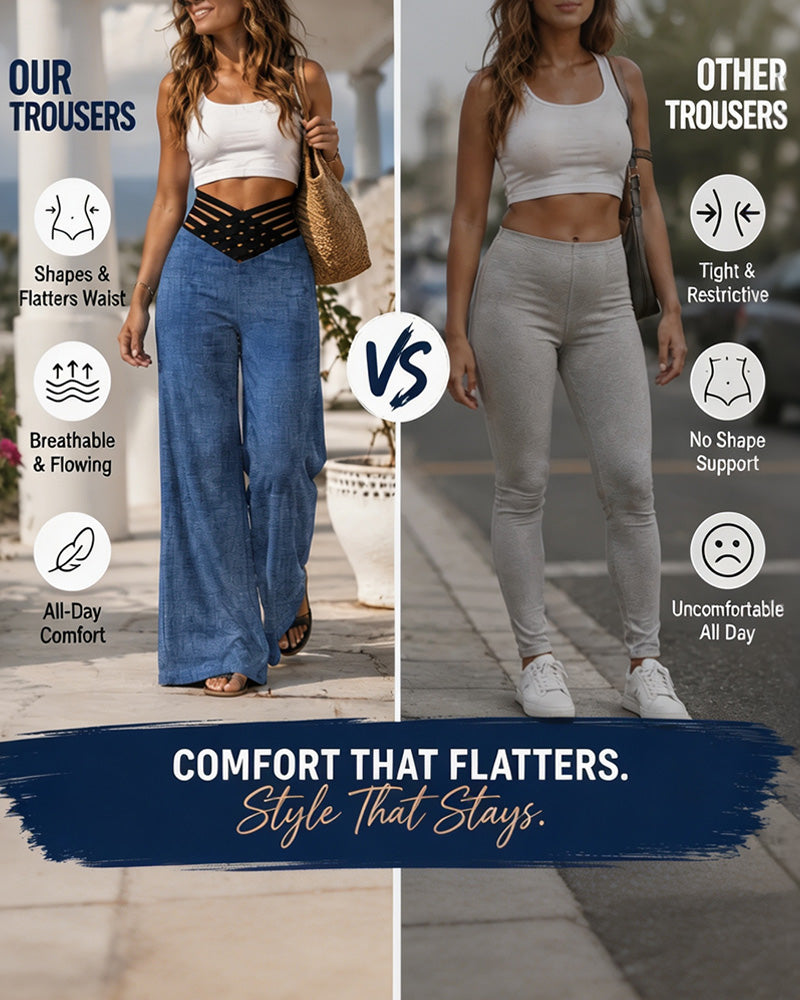 High Waist Casual Trendy Wide-Leg Pants