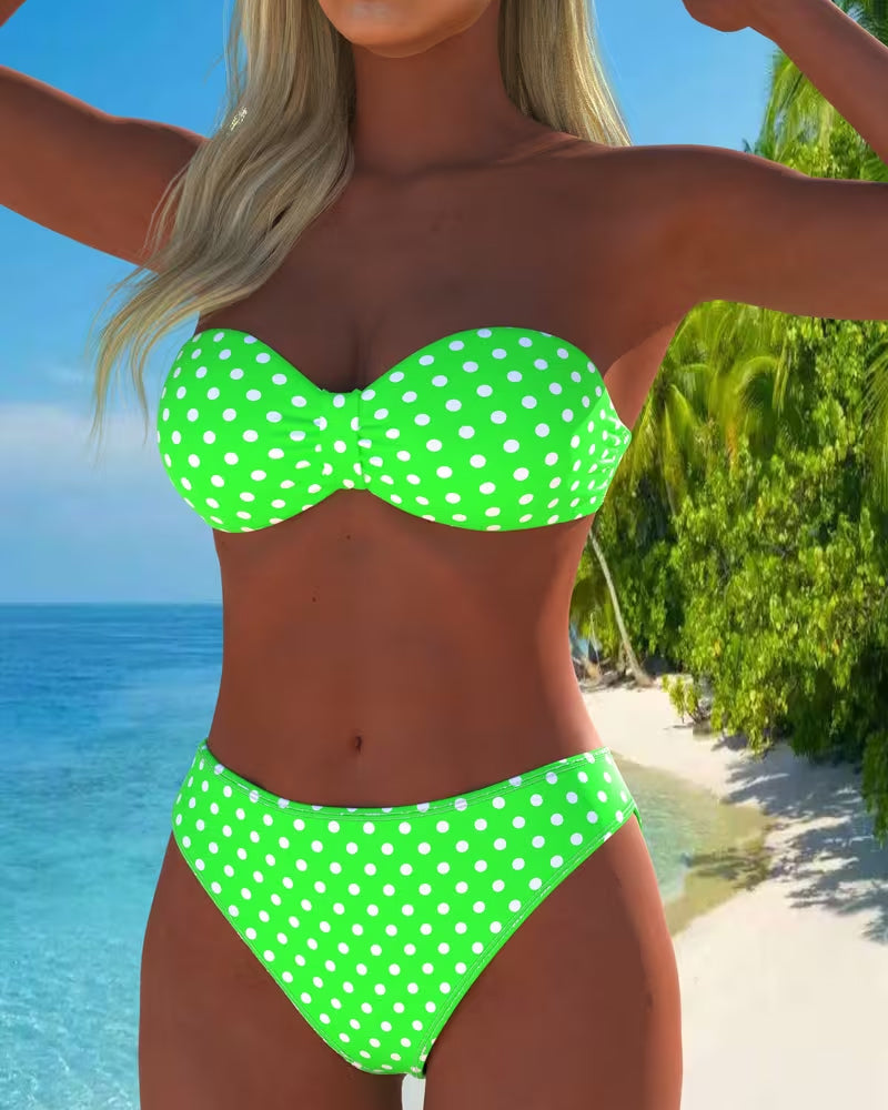 Bandeau Polka Dot Print Bikini
