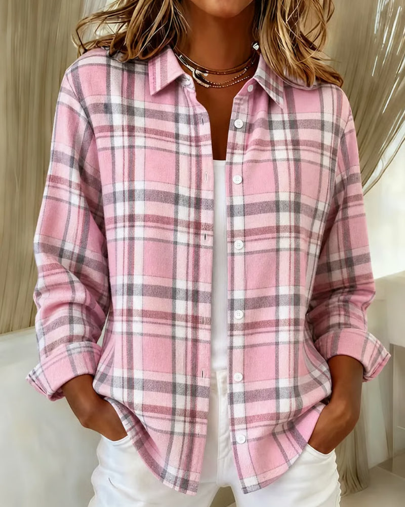 Plaid Long Sleeve Button Down Shirt