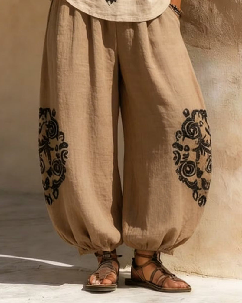 Loose Shirt + Printed Wide Leg Set
