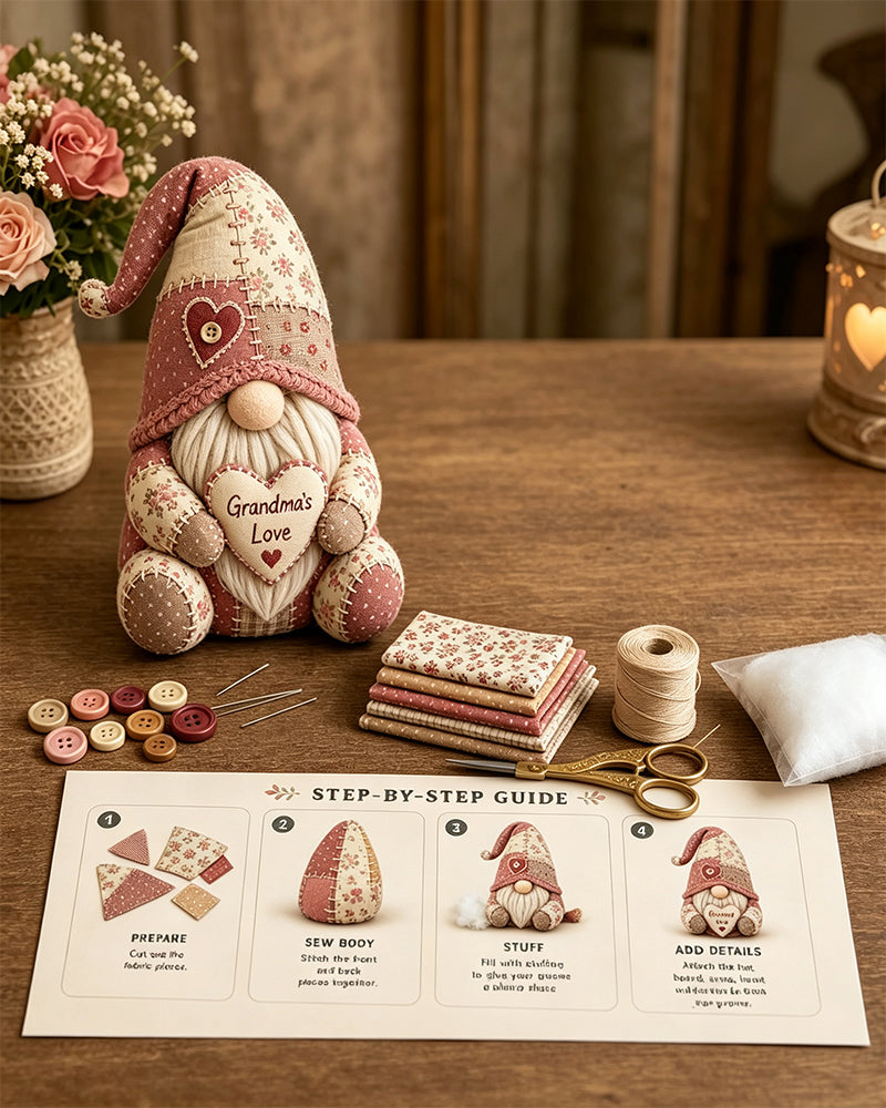 🧵 DIY Patchwork Gnome Kit – Create Your Own Adorable Gnome 🧙‍♂️