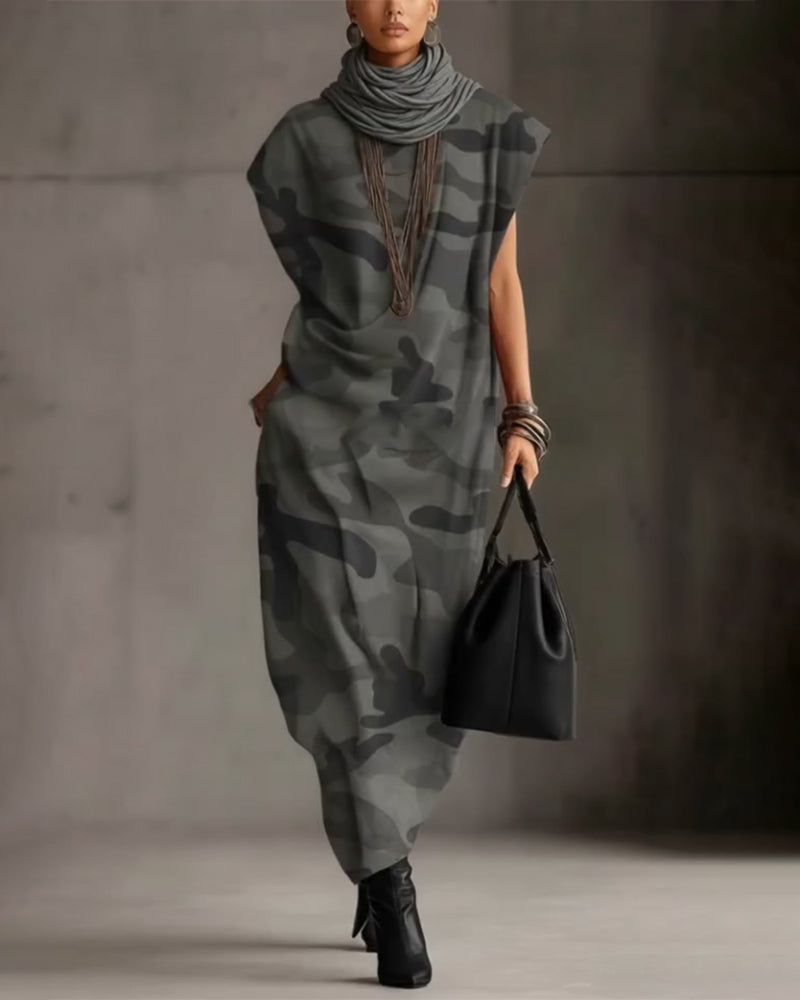 Casual Camouflage Sports Maxi Dress