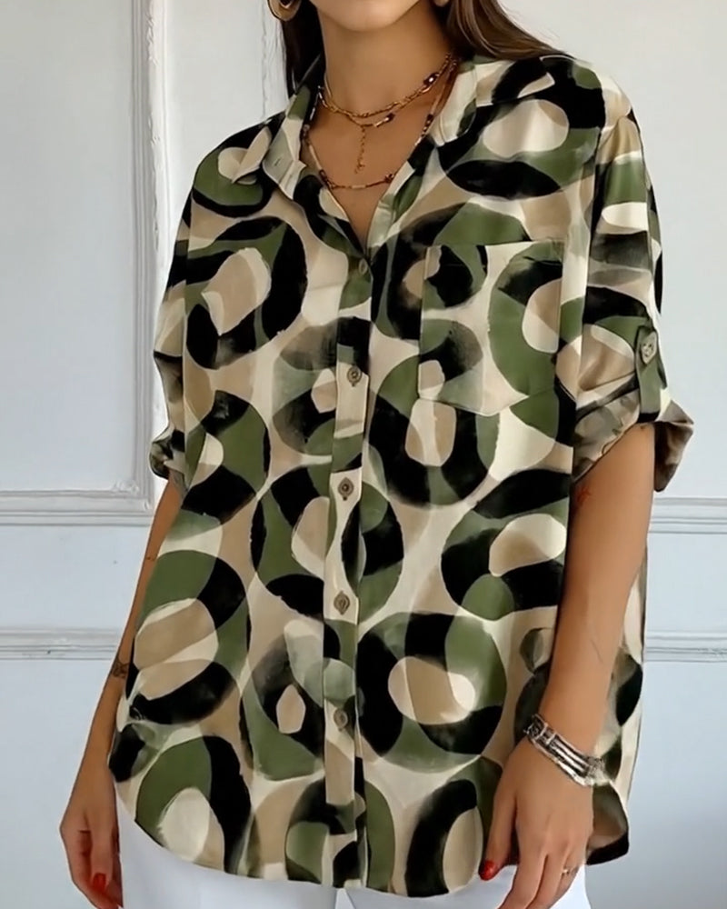 Circular Print Relaxed-Fit Shirt