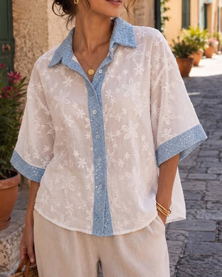 Half Sleeve Lapel Blouse