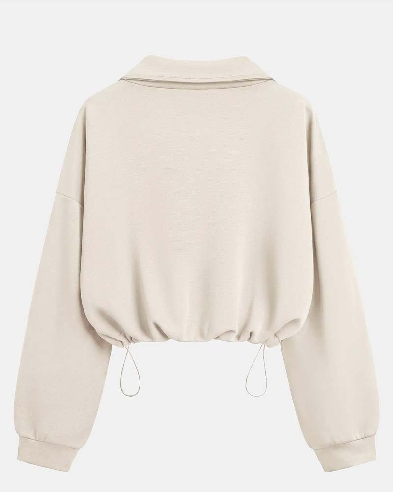 Zip Waist Long Sleeve Sweatshirts