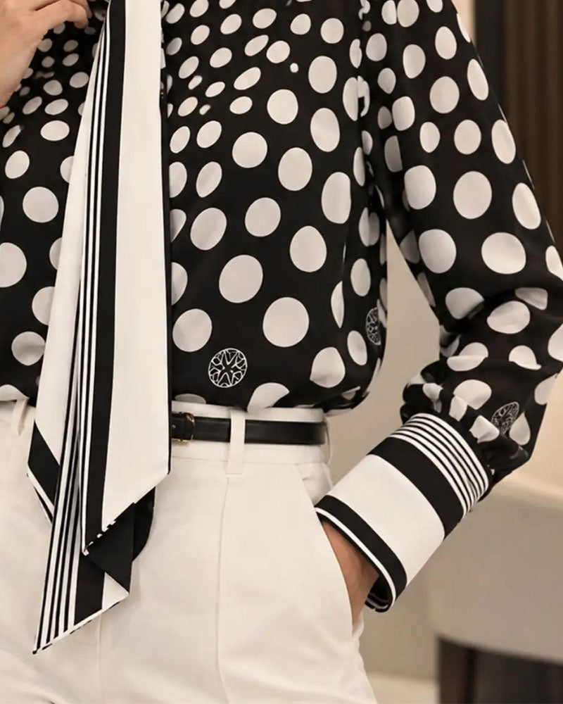 Bandage Striped Polka-Dot Top
