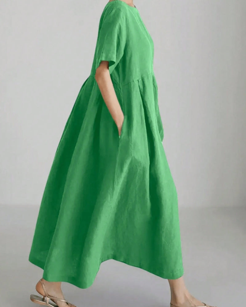 Crewneck Short Sleeve Casual Loose Fit Dress