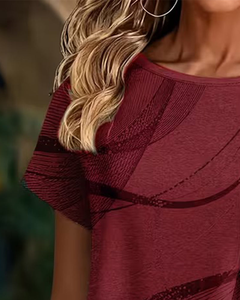 Short Sleeve Asymmetrical Hem T-Shirt