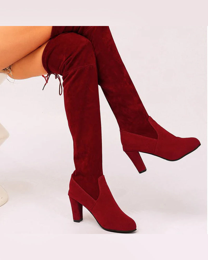 Elegant Over-The-Knee Boots Made Of Imitation Suede