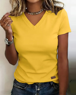V-Neck Simple Solid T-Shirt