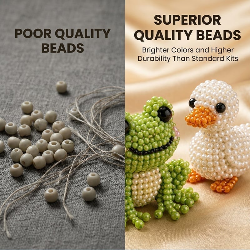 3D Beaded Animal Craft Kit - DIY Miniature Animal Beading Set for Beginners