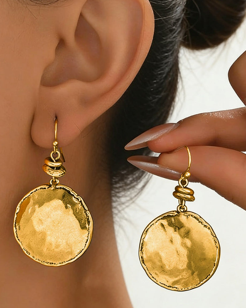 Simple Round Concave And Convex Design Earrings