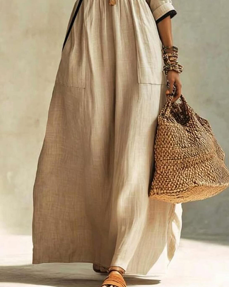 Mandarin Collar Casual Dress