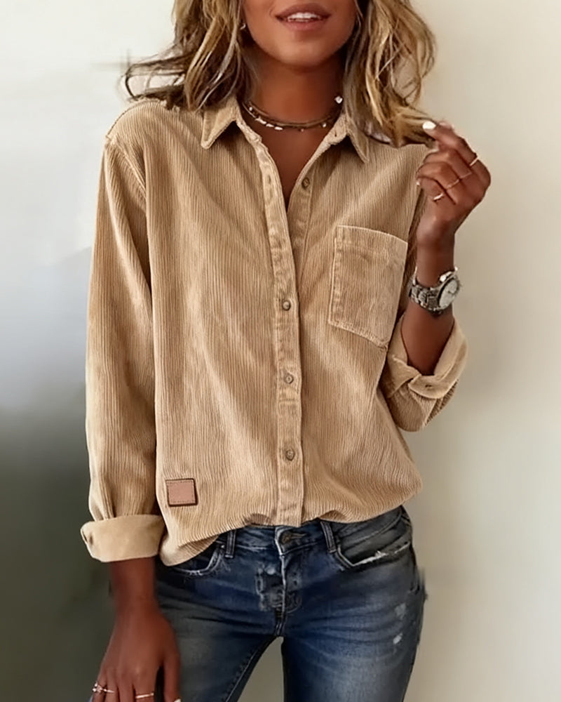 Fashionable Corduroy Lapel Shirt