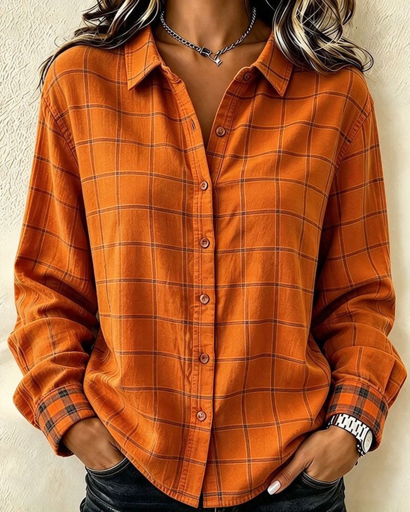 Plaid Long Sleeve Lapel Shirt