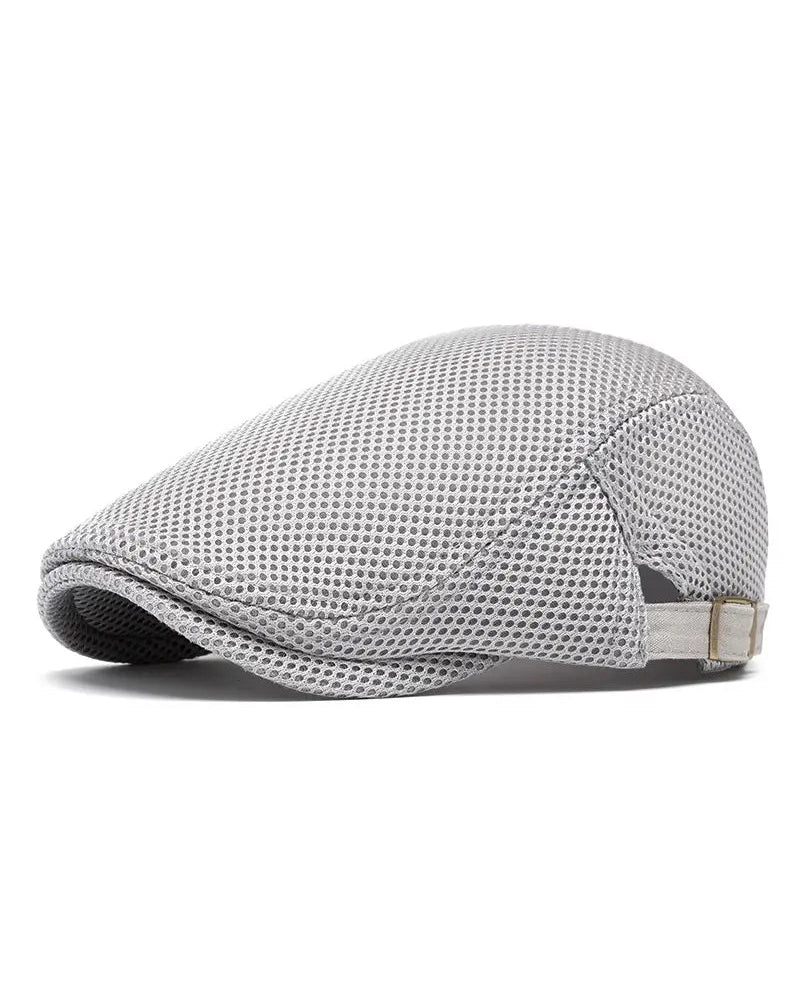 Men's Breathable Mesh Flat Cap - Adjustable Newsboy Ivy Beret Summer Hat