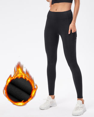 Solid color leggings with fleece pockets