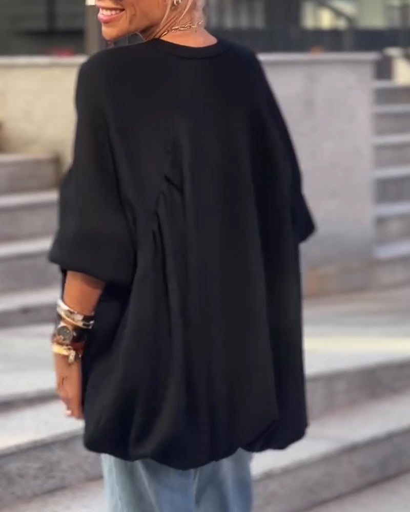 Solid Color Loose Irregular Sweatshirts