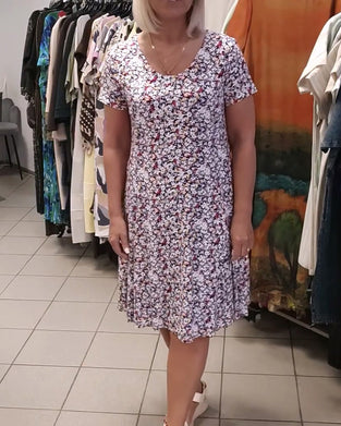 Round Neck Floral Print Short Sleeve Dress
