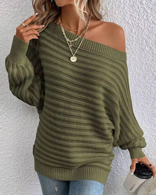 Solid color casual ribbed sweater