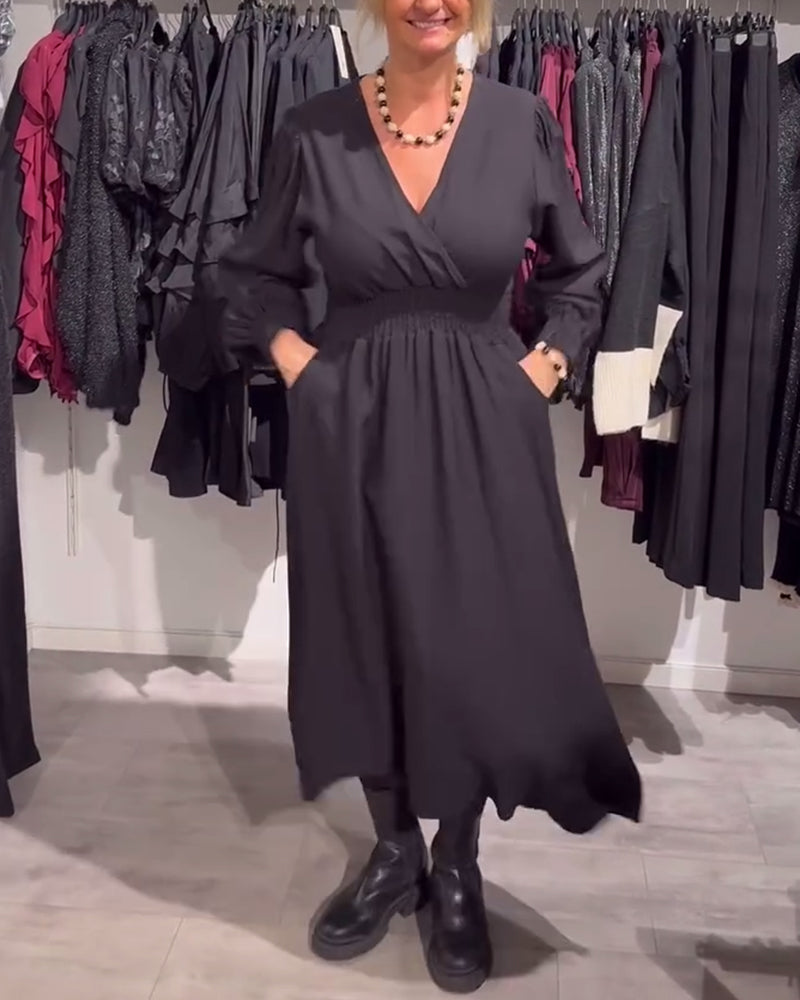 Puff Sleeve Waist-Cinching Dress