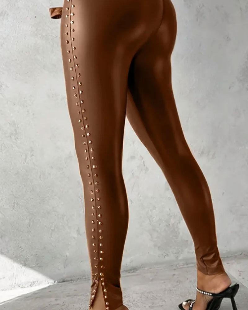 High Waist Slit Narrow Leg Pants