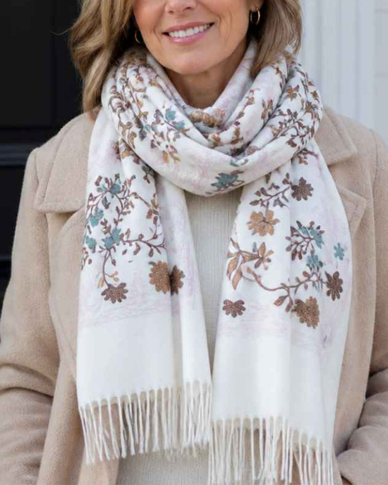 Printed Fringed Long Scarf
